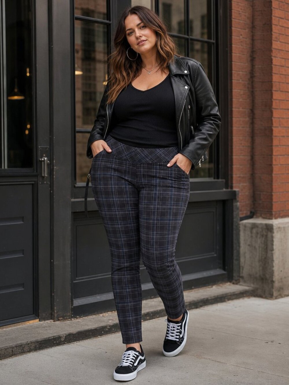 Studio By  torrid Navy and Gray Plaid Skinny Pants 1R/ 37inches